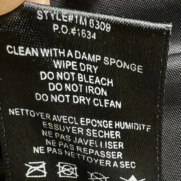 Members Only Womens S Black ASYM Zip Cropped Faux Leather Bomber Moto Jacket Y2K - Picture 14 of 16